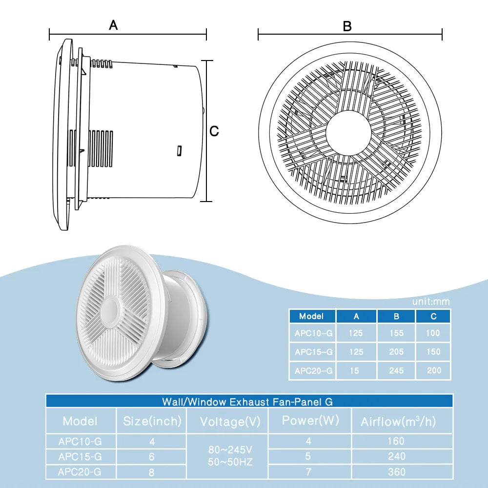 ECO Friendly Two Way Bathroom Exhaust Fan Ventilation Fan With Remote Control For Window Wall Mount Home Ventilation