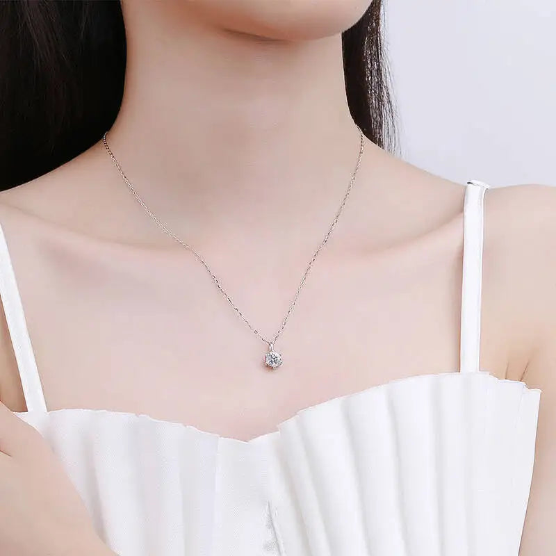TY 0.5-2ct Moissanite Necklaces S925 Silver Engagement Moissanite Necklace Pendant Man And Woman For Wedding Anniversary Gift