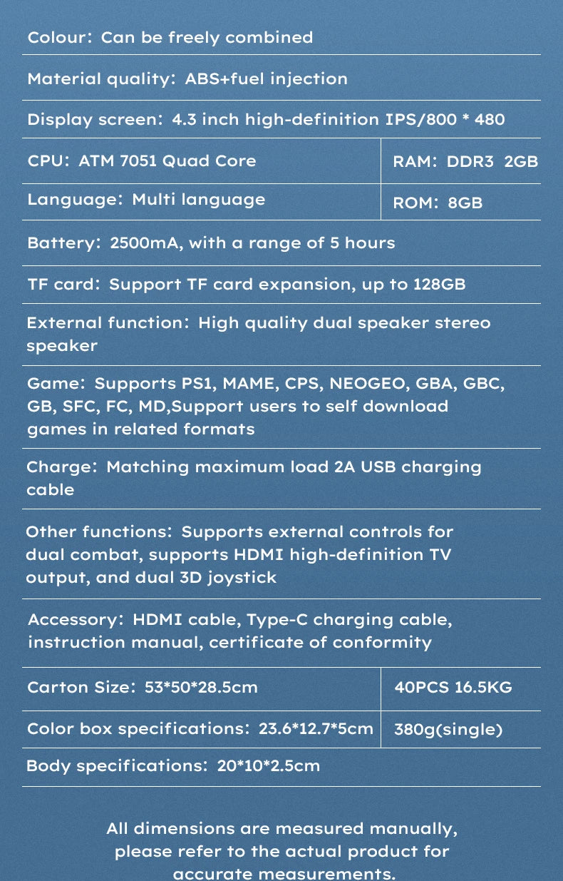New Project X 4.3 Inch High-Defintion Ips Screenhandheld Game Console Supports Ps1 Arcade Hd Output For Dual Joystick Player