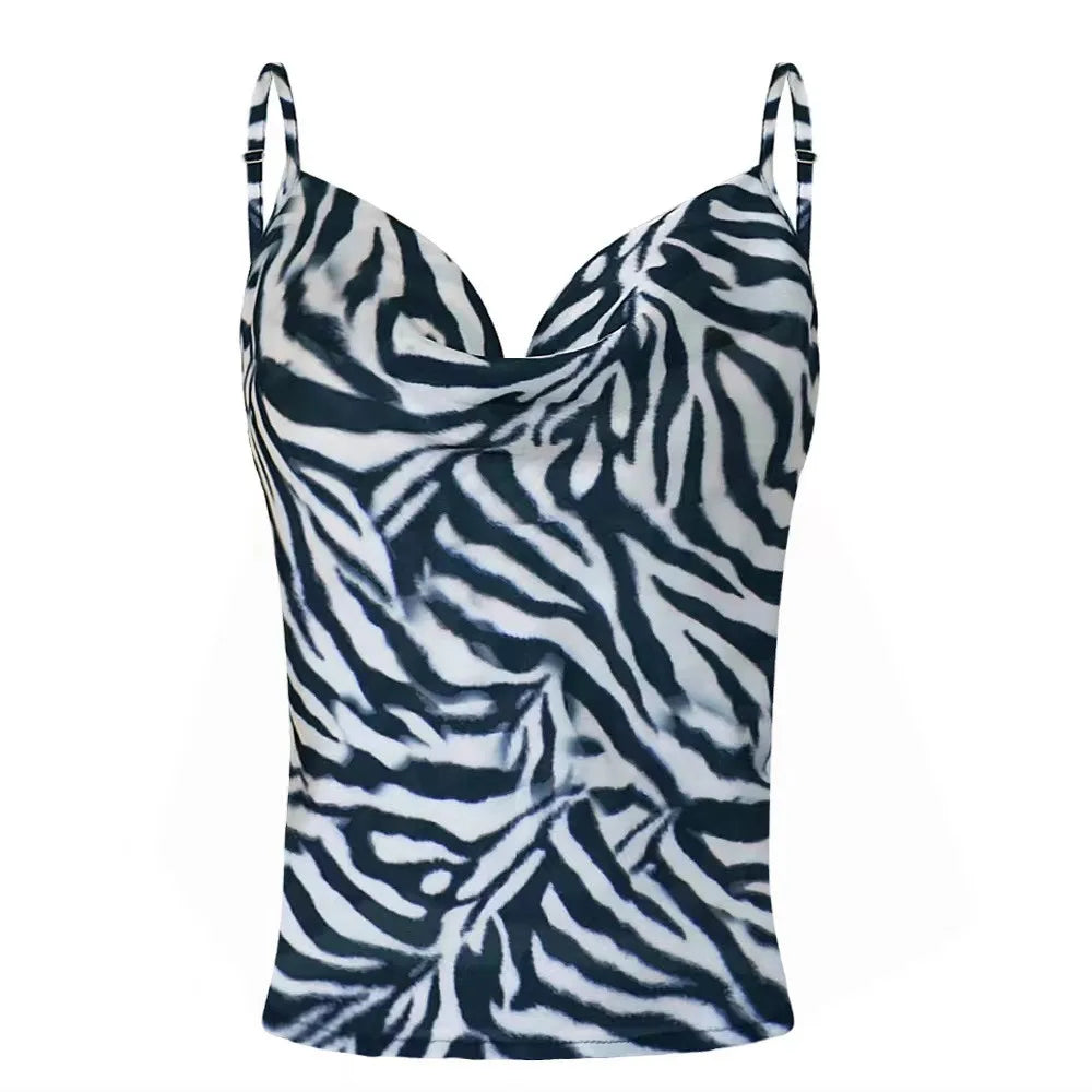 Summer Sexy Satin Strap Vest Top Sleeveless Inner Wear Base Tank Top Backless Splice Straight Cut Regular Length Women's Vest