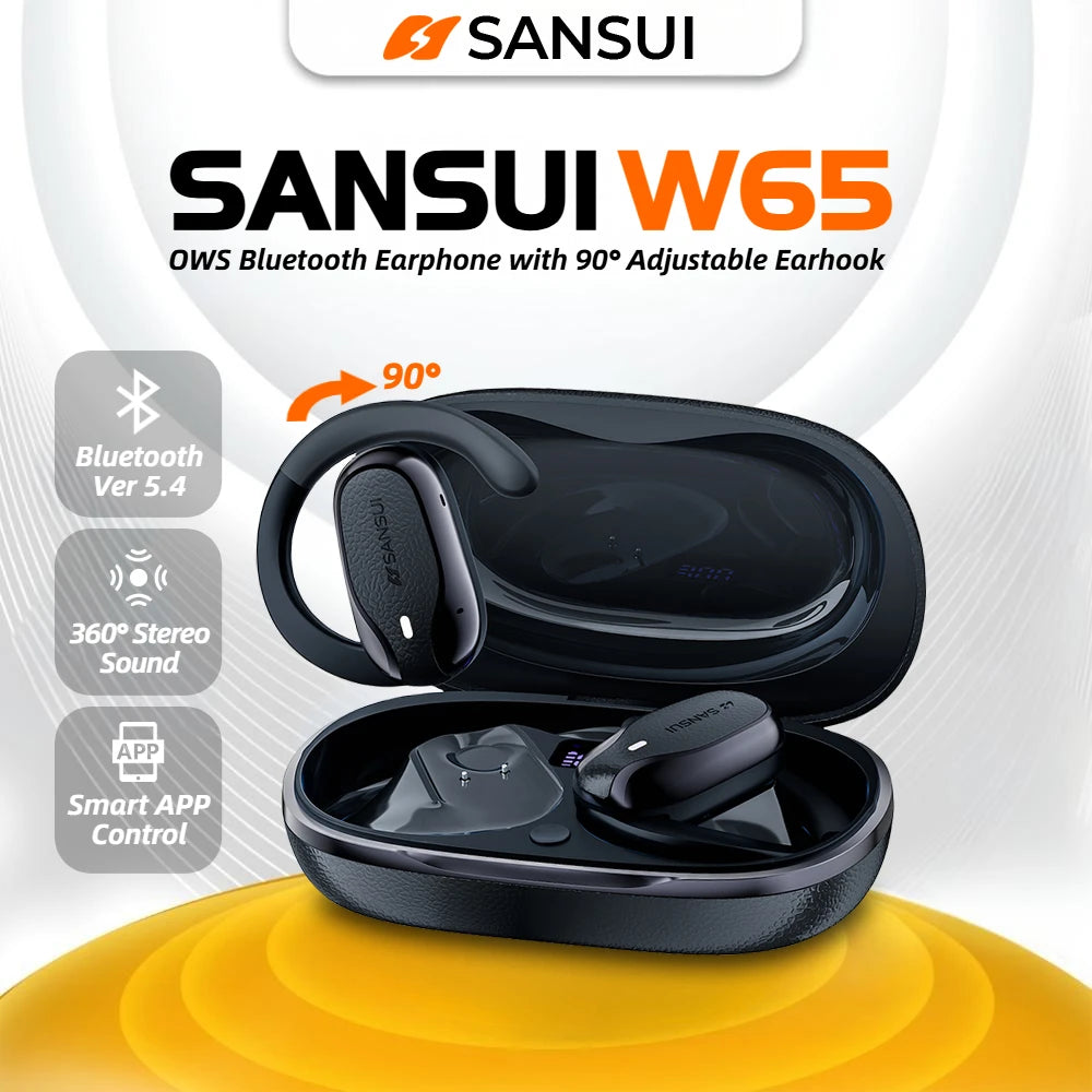 Sansui W65 Air Conduction Bluetooth 5.4 Earphones ENC Noise Canceling Bluetooth Headphone on Ear OWS Wireless Headsets with APP