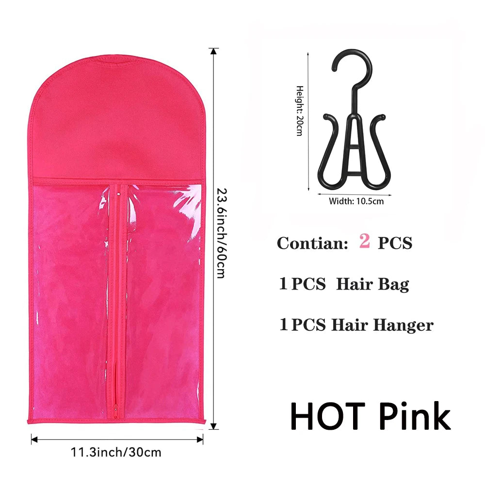 Wig Storage Bag Extra Long Hair Extension Storage Bag With Hanger For Wigs Hair Extensions Hairpiece Wig Bag With Wig Hanger