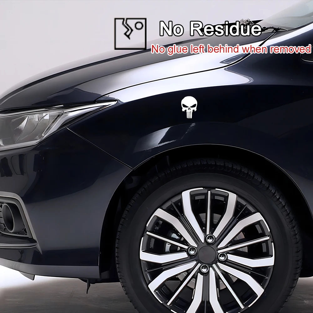 Skull Stickers Car Waterproof Decal Reflective Vinyl Punisher Sticker for Auto Door Window Rearview Mirror Bumper Decoration