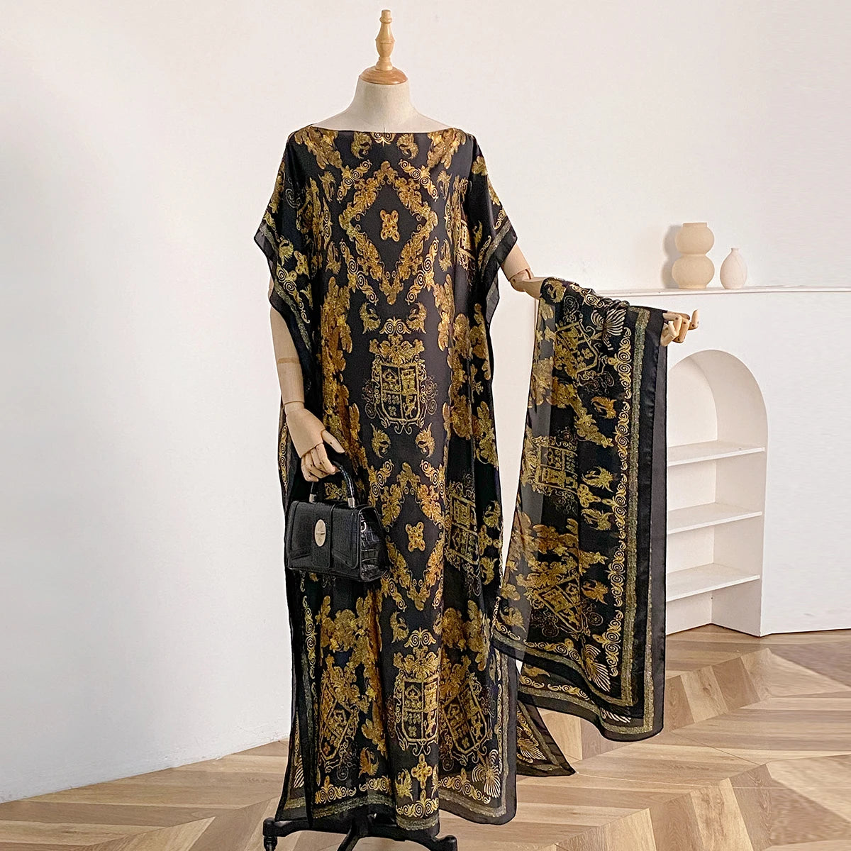 Summer Beach New Fashion African Dresses For Women Elegant Printed Muslim Lady Long Hijab Kaftan Dress Oversize Kuwait Abaya