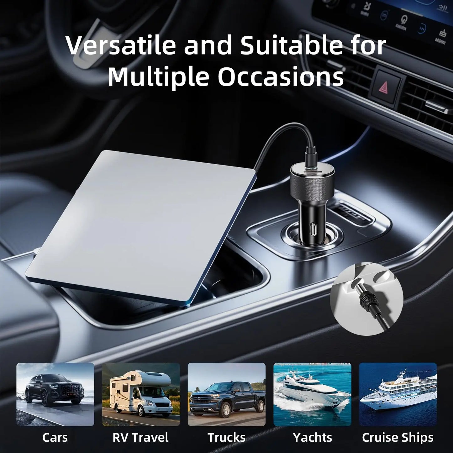 3-in-1 Starlink Mini Cable 3M/5M High Speed Charging USB C/USB A Ports,12-24V Starlink mini car Charger to DC Cable Waterproof
