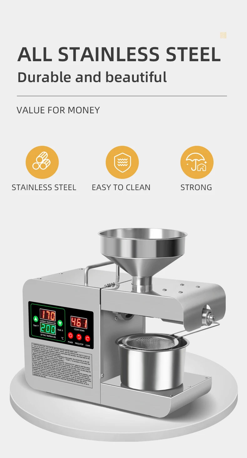 DIVEDEER Oil Press Home Automatic Multifunctional Commercial Oil Dreg Peanut New Oil Machine Intelligent Oil Press Machine X8S
