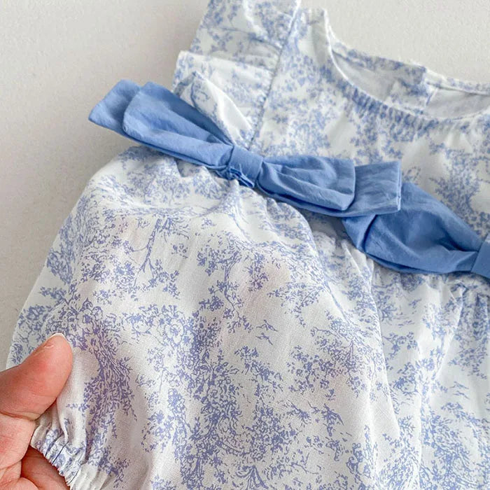 2025 New Summer Infant Baby Girls Bodysuits+Hat Sleeveless Cotton Flower Print Toddler Baby Girls Jumpsuit 0-24M Baby Clothing