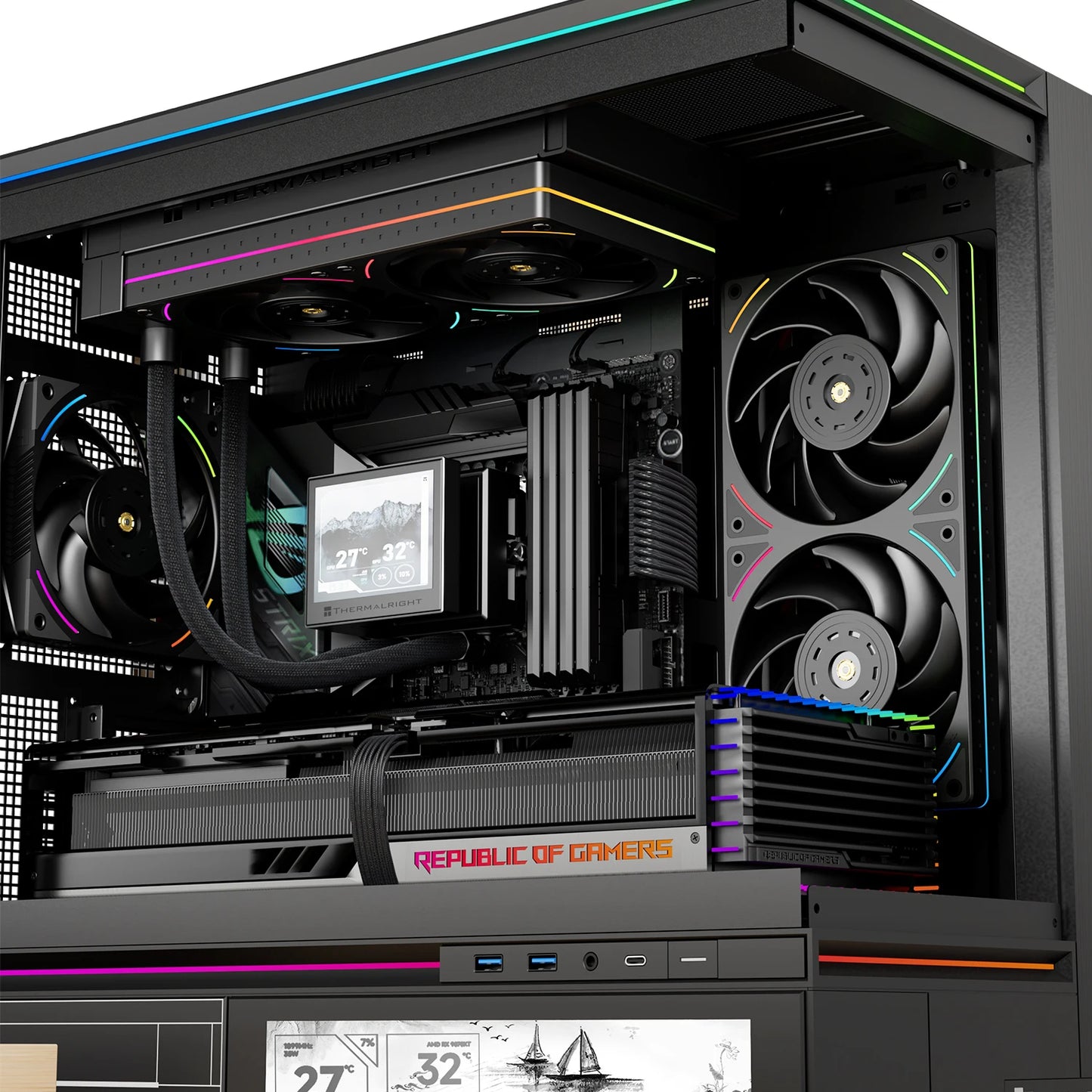 Thermalright TL-UB24 Computer Case Fan, ARGB 240mm Single-Frame Case Fan (2x120mm)/Silent/High CFM/PWM/2150 RPM