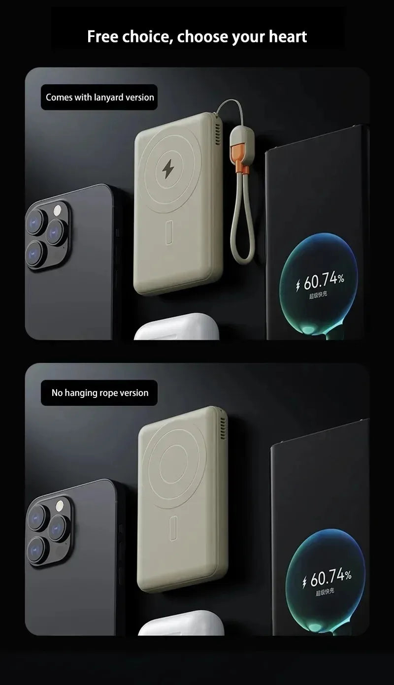 Lenovo10000mAh Magnetic Power Bank Portable Wireless Charger With Cable Fast Charging External Battery Stand For iPhone Xiaomi