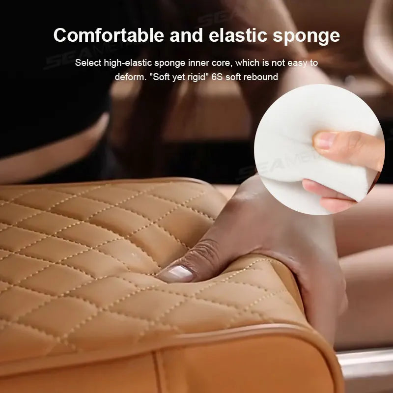 SEAMETAL 7cm Thicken Car Armrest Cushion All in 1 Center Console Arm Rest Cushion with Tissue Holder Elbow Support Car Organizer