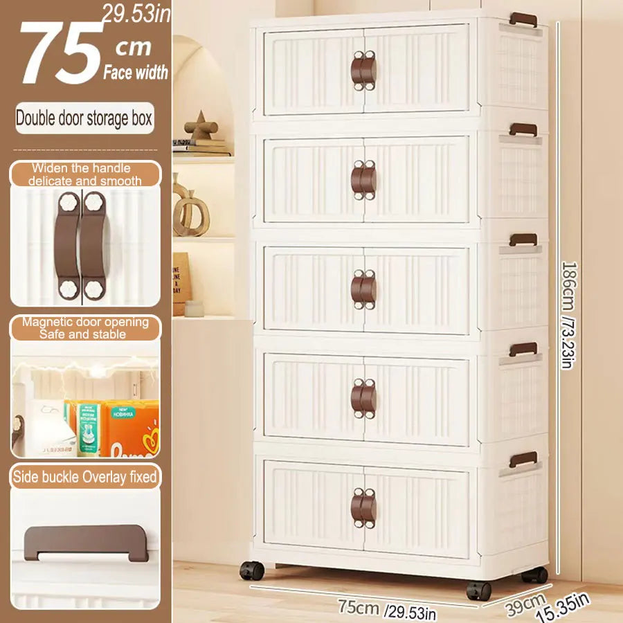 Large Capacity Folding Storage Cabinet - Dustproof Wardrobe Closet Organizer Easy Install