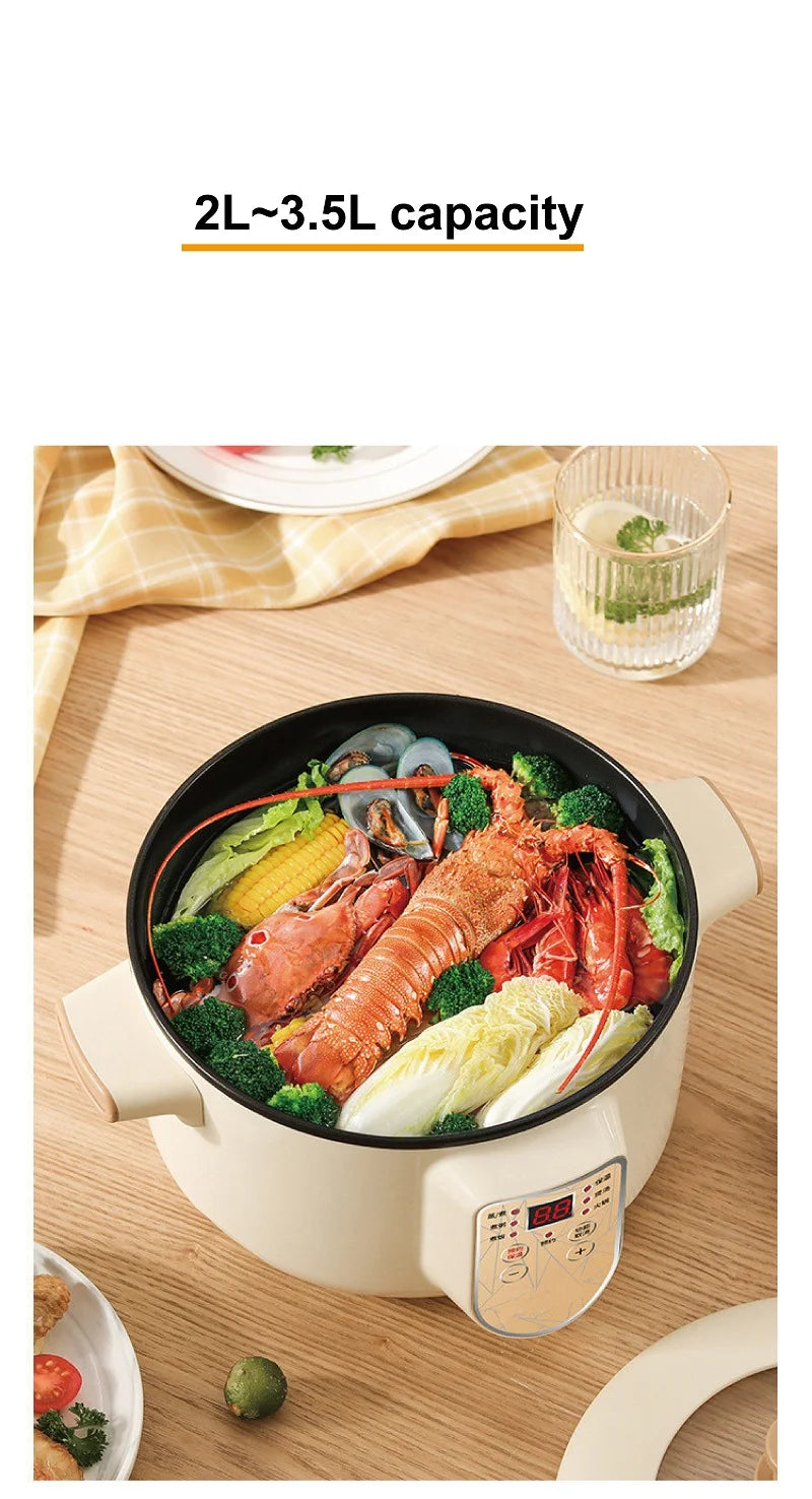 2.5L Home Multifunctional Electric Saute Pot Smart Non-stick With Steamer Rice Cooker Large Capacity Electric Hot Pot 220V