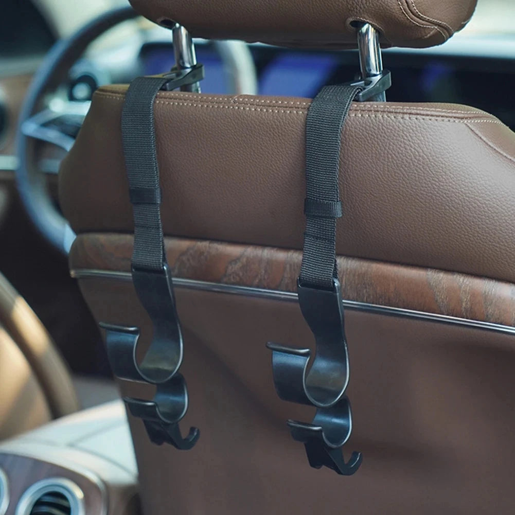 2pcs Multi-Function Car Back Seat Hook Rear Seat Headrest Hanging Hook Umbrella Holder Seat Back Storage Interior Organizer