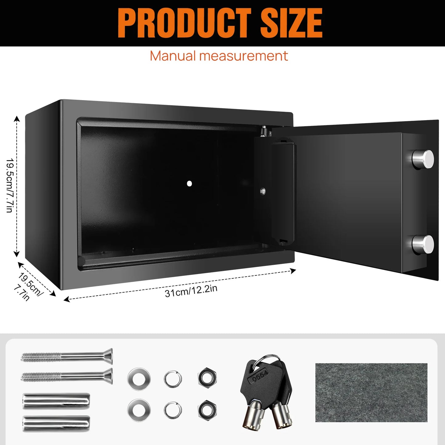Fireproof Waterproof Home Safe 4.6L/8.5L/16LSafes Home Security Cash Box Cabinet Valuables Protection with Double Digital Keypad