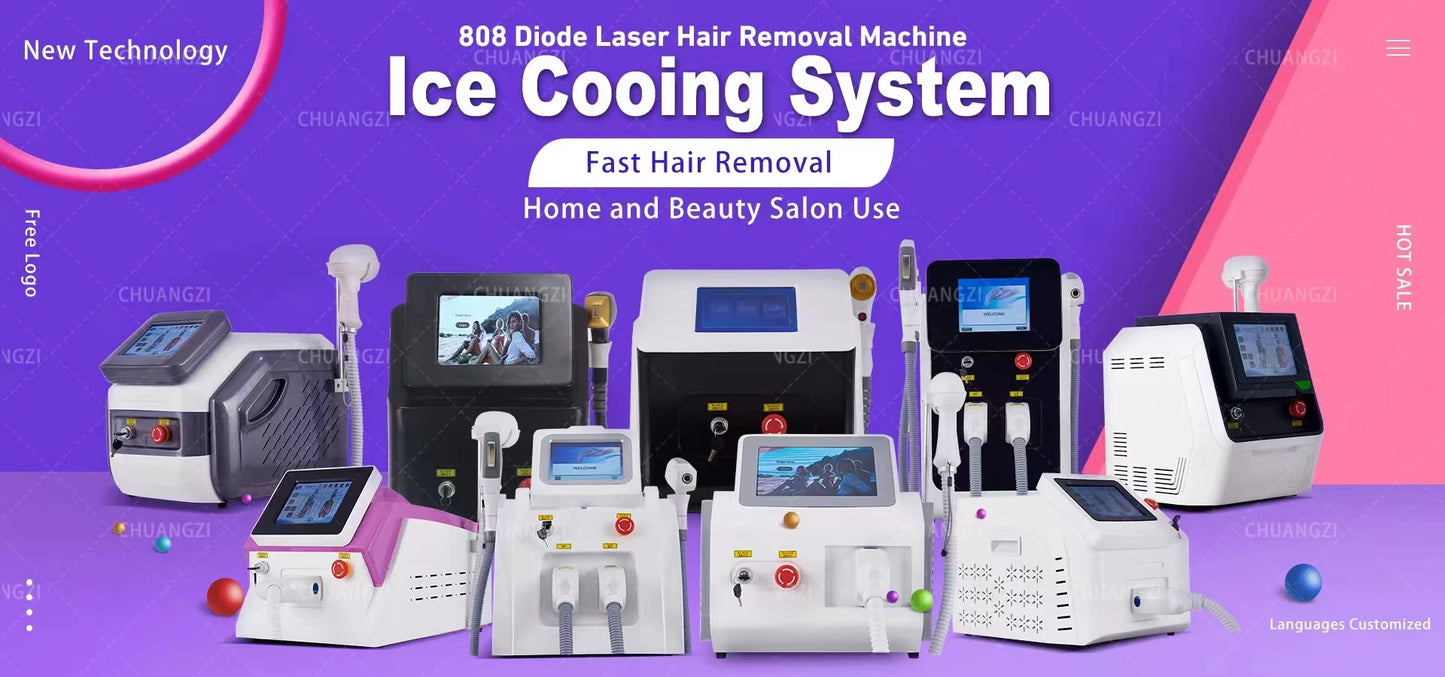 Professional 808nm Diode Laser Hair Removal Machine 3 wave Ice Titanium Painles Permanent Alexandrite Device For Salon Depilador