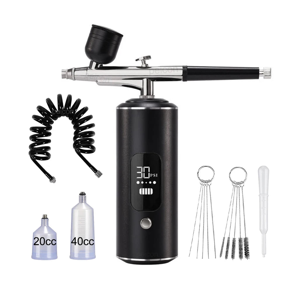 Portable Airbrush Nail with Compressor Mini Airbrush Nail Art Kit Handheld Spray Gun for Nails Art Painting Craft Cake