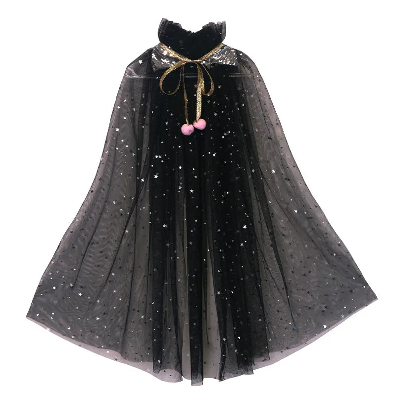 Girl Costume Children Elegant Dress Cape Kids Christmas Halloween Party Supply Girl Tulle Cloak Elsa Rapunzel  Accessory