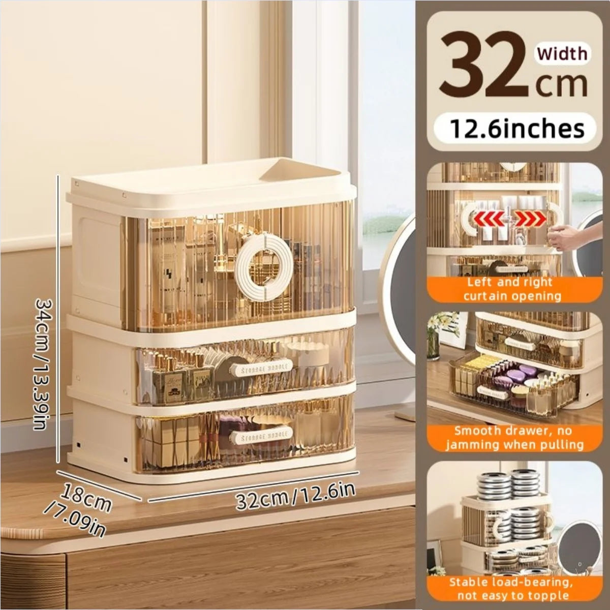 1 pcs Folding storage box, cosmetics desktop dressing table, lipstick and skin care products, large-capacity storage rack