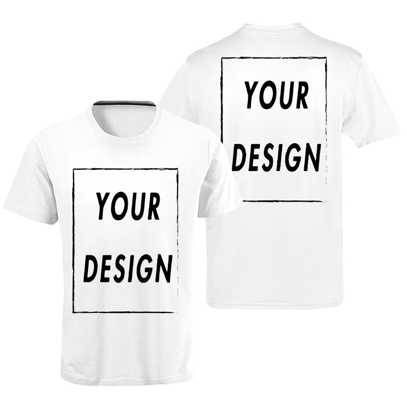 Men's customized T-shirt with their own logo, text, and photos printed on the front and back, customized high-end gifts, Europea