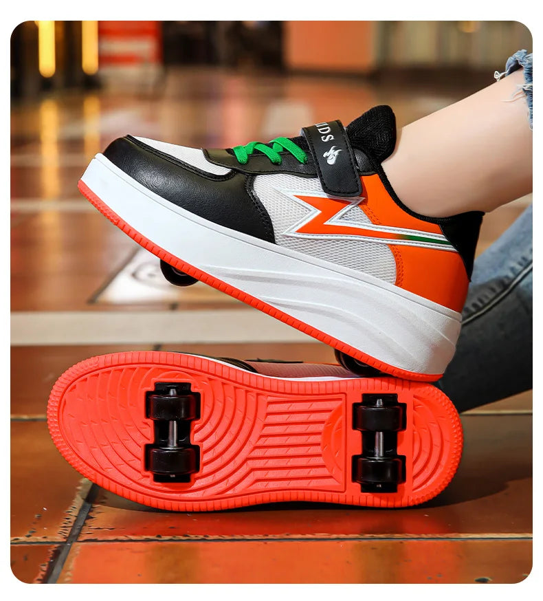 Children's walking shoes Girls 2025 new breathable roller skates boys primary school four wheel roller shoes can walk and slide