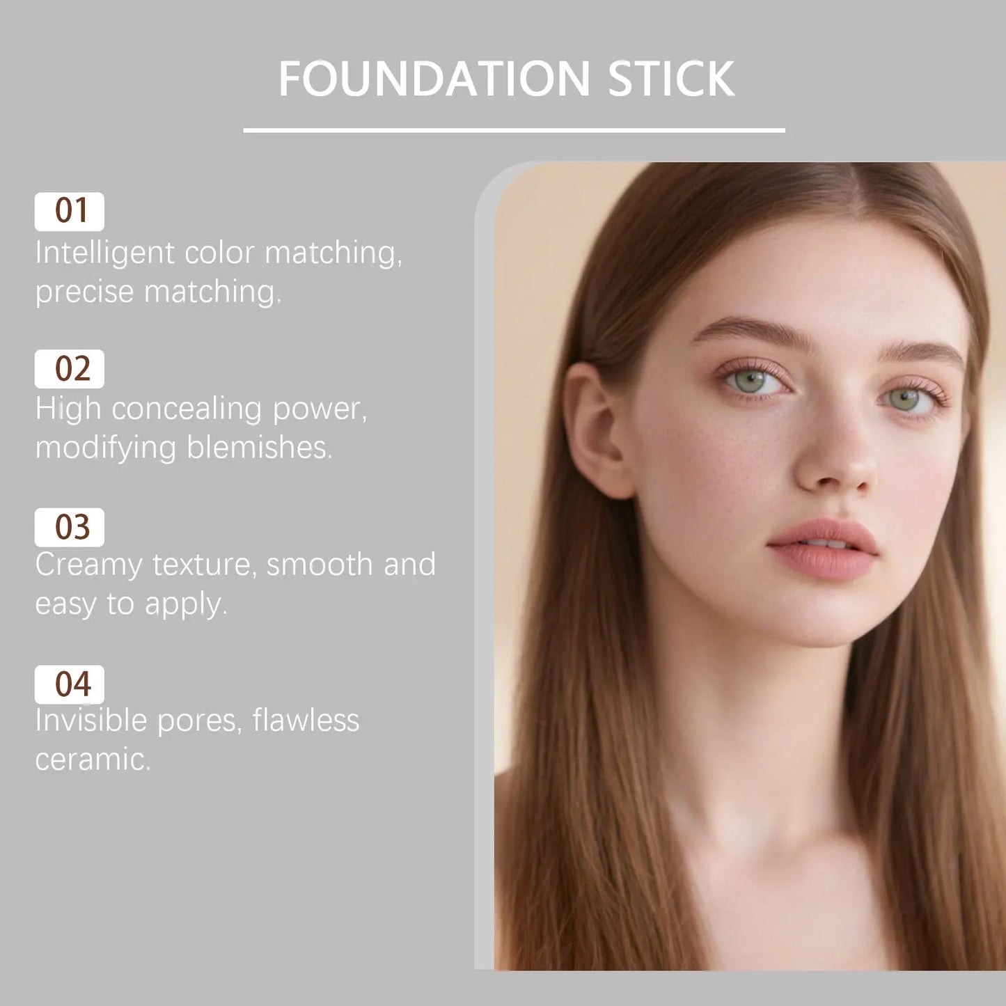2-in-1 Color-Changing Foundation Stick Liquid Hydrating Matte Concealer Lightweight Moisturizing Brightening Translucent Makeup