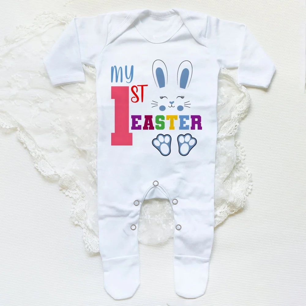 My First Easter Print  Baby Sleepsuit Newbron Babygrow Sleepsuit Baby Girl/ Boy Clothing Infant Easter Day Present  Bodysuits