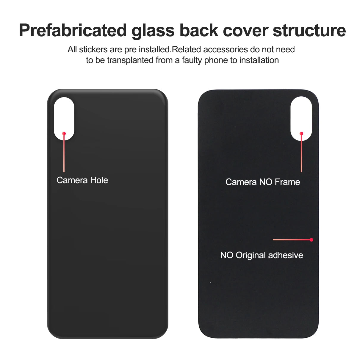 For iPhone X / XS / Max Battery Back Cover Glass Panel Rear Door Housing Case Replacement Part