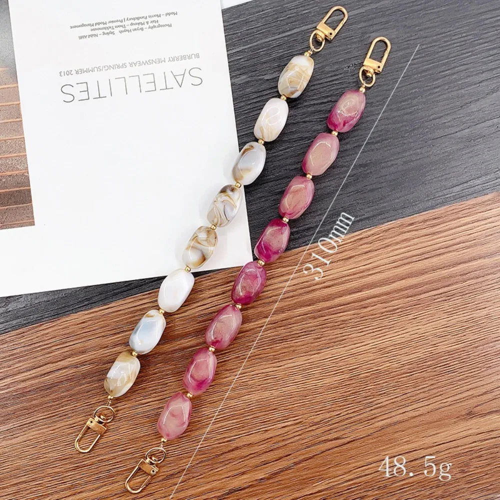 Fashion Mobile Phone Straps Acrylic Resin Beads Parts Handcrafted Wristband Women Replacement Bag Handle Chain Phone Lanyard