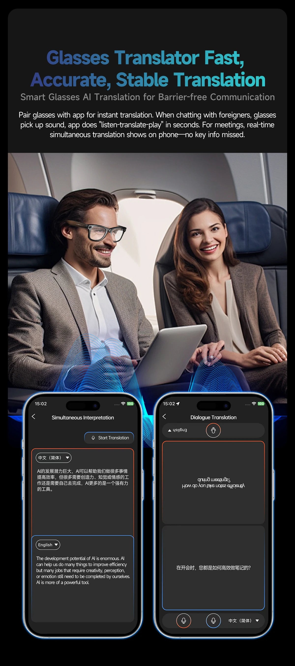 LIGE Smart Glasses Take Pictures 800W Video Recording Bluetooth Music Call AI Q&A Intelligent Translation Waterproof Sunglasses