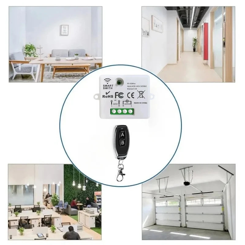 433MHz AC 110V 220V Wireless RF Remote Control Switch 1CH Relay Receiver With ON OFF Transmitter For Led Light Bulb DIY Control