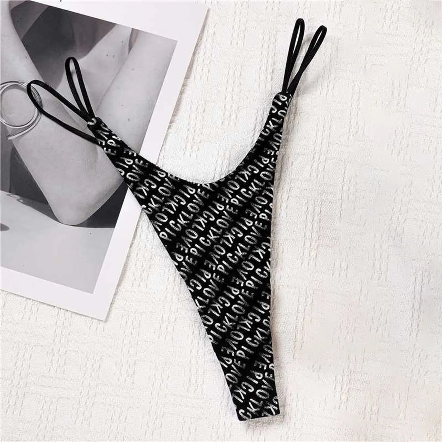 Sexy Printed Seamless T-Back Underwear Women'S Double Strap Hip Lifting Low Waist Panties Pure Cotton 1pc Seamless Thong Briefs
