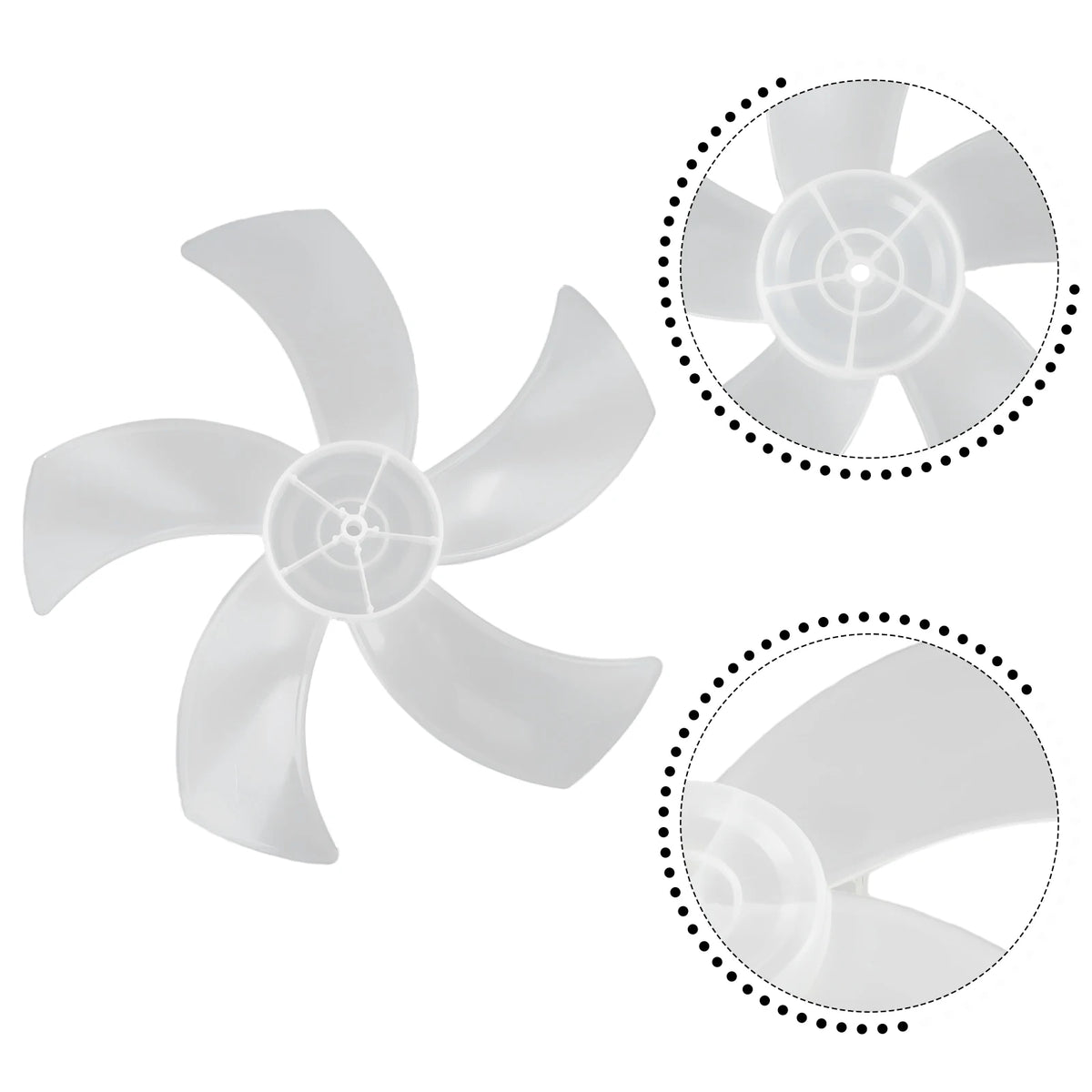 Replacement Fan Blade for 16 Inch Household Stand or Desk Fans 5 Leaves Plastic Blade with Nut Cover Offering Use