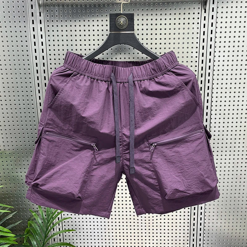 Summer Men's Casual Sports orts Qui Dry Beach Fourths Multi kets Youth Active Sle mid Waist Straight Leg een Color