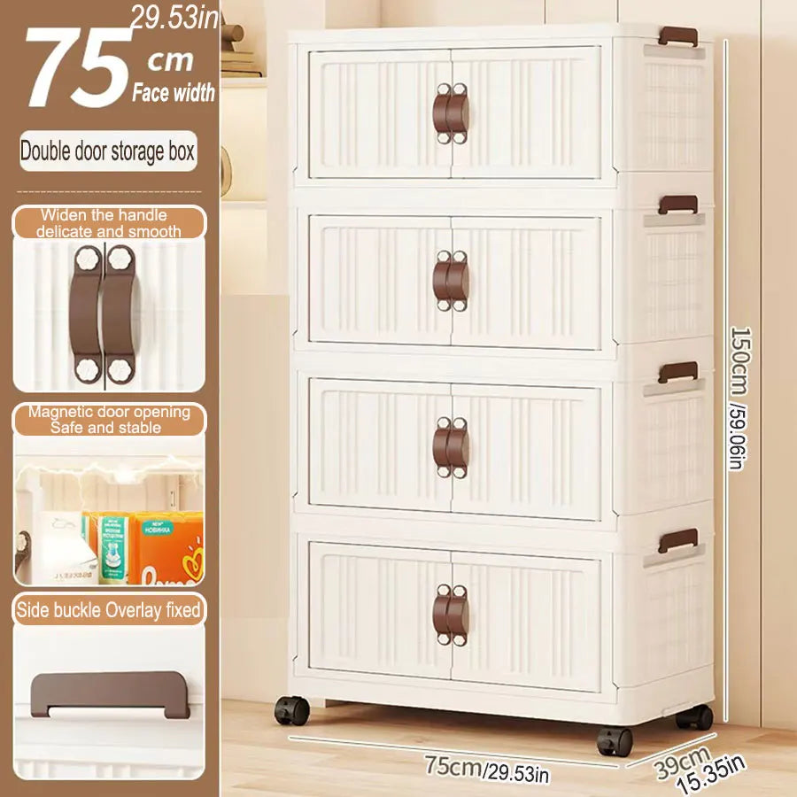 Large Capacity Folding Storage Cabinet - Dustproof Wardrobe Closet Organizer Easy Install