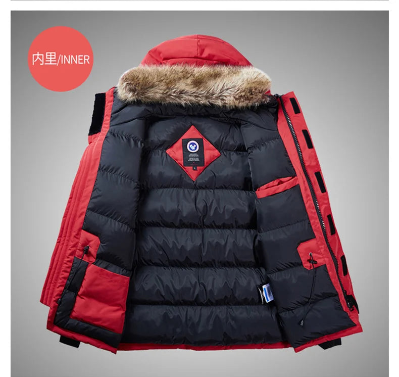 -30 C FIT Plus Thick Velvet Down & Parka coat 6XL 7XL 8XL  winter jacket men waterproof windproof chaquetas hombre