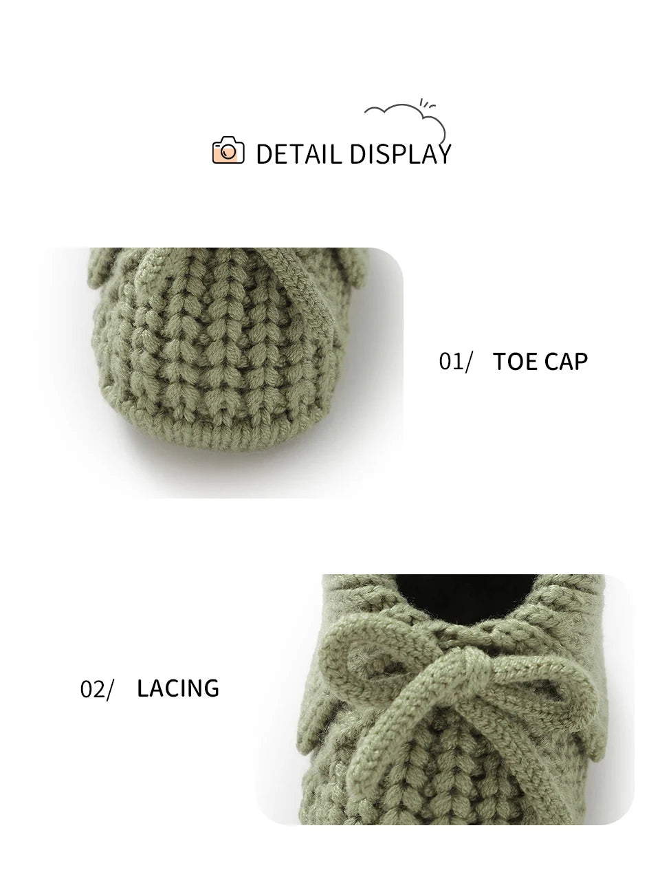 Baby First Walkers Shoes Cute Bowknot Hand Knitted Newborn Boys Girls Prewalkers 0-12m Infant Kids Soft Soled Footwear Anti-Slip