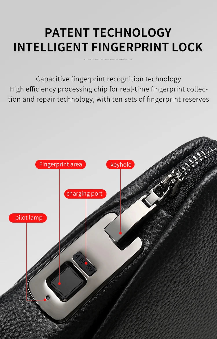 Man`s Fingerprint Lock Handbag Security Wallet
