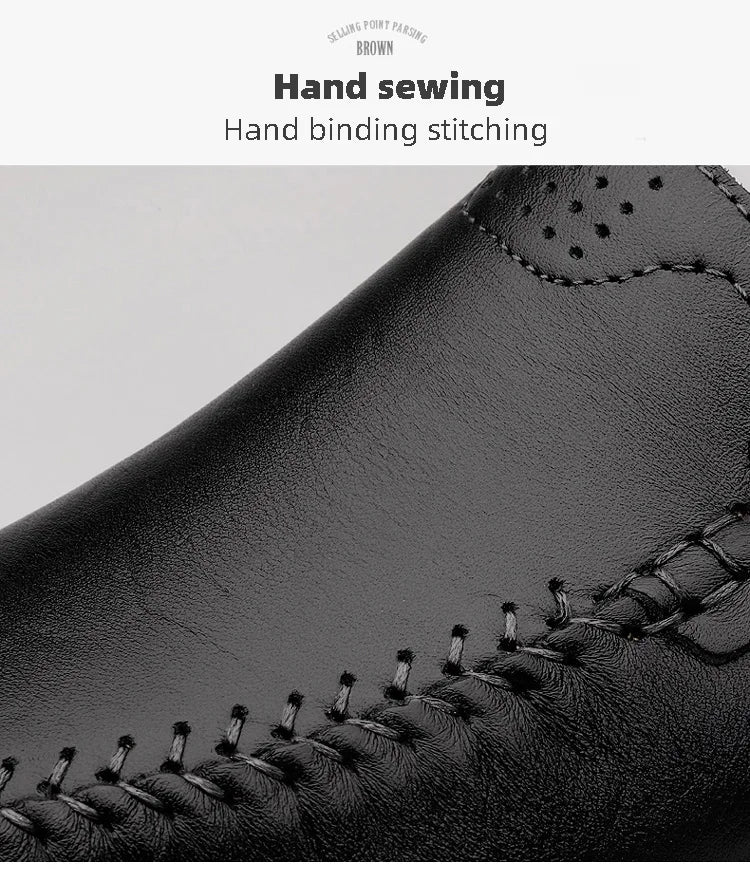 CLOHOO Men's Business Casual Shoes Leather Stitching Comfortable Breathable Rubber Bottom Second Layer Cowhide