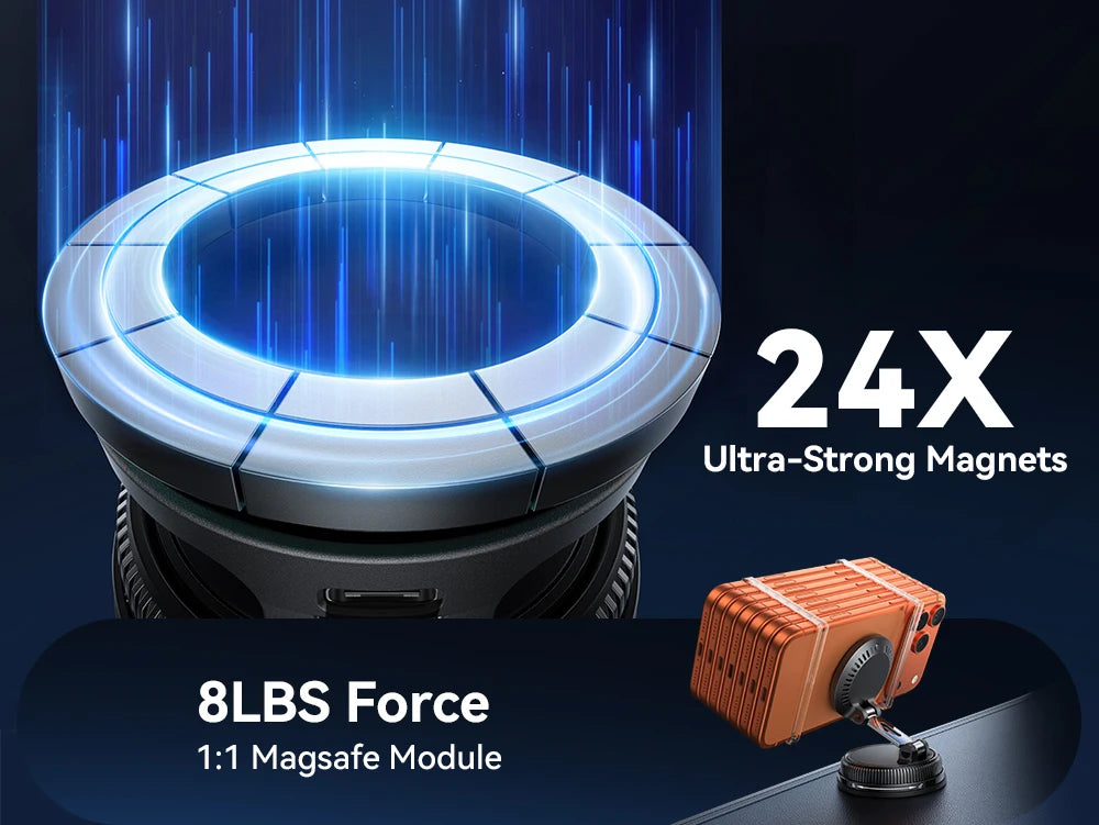 Joyroom Magnetic Car Mount Charger Vacuum Gel 2-in-1 Strong Suction Magnetic 15W Car Phone Holder Charger for iPhone 17 16 15 14