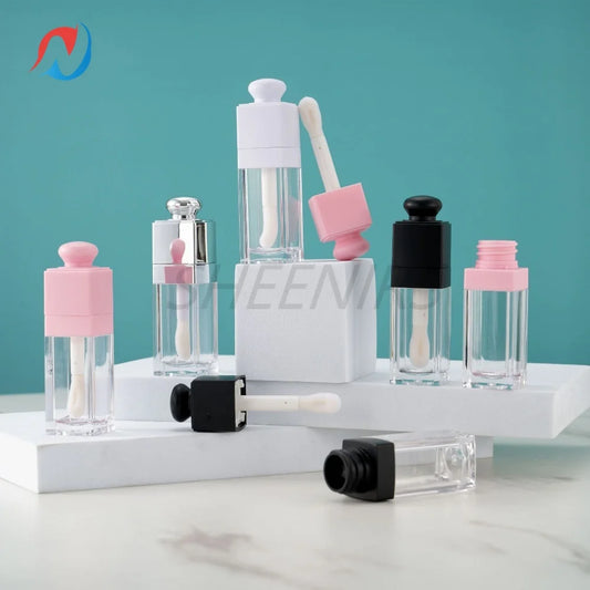 24pcs Empty 8ML Square clear Lip Gloss Tube big doe foot wand lipstick for Lip oil tint bottles container Lip Balm Tube