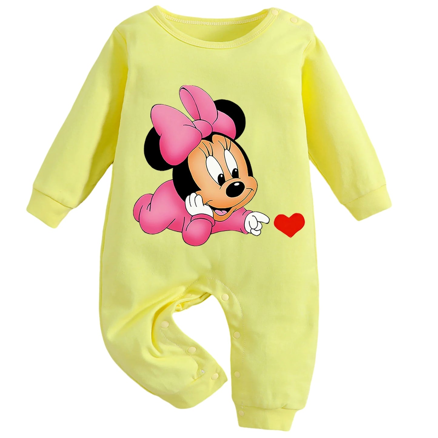 0-9M Newborn baby girl cotton jumpsuit baby long sleeve one button jumpsuit for toddlers Minnie mouse print baby crawling suit