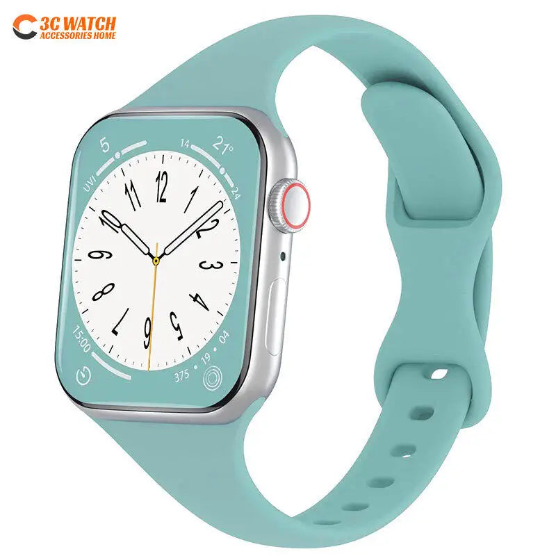 Thin Silicone Strap For Apple Watch 40mm 44mm 45mm 41mm 38mm 42mm Solid Color Strap Bracelet For IWatch Series 1 2 3 4 5 6 SE 7