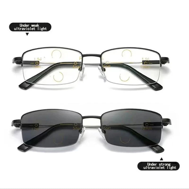 Color-changing Near And Far Use Dual-function Reading Glasses, Progressive Multifocal Smart Zoom Memory Anti-blue Light1832