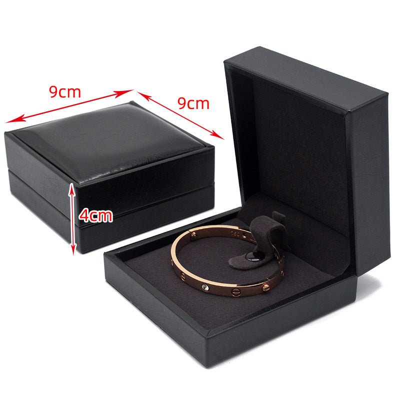 Black PU Leather Ring Box Jewelry Packing Box Necklace Pendant Bracelet Gift Box Earrings Necklace Bracelet Packing Set