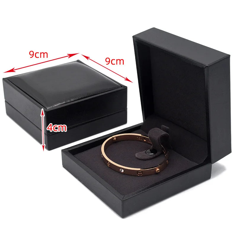 Black PU Leather Ring Box Jewelry Packing Box Necklace Pendant Bracelet Gift Box Earrings Necklace Bracelet Packing Set