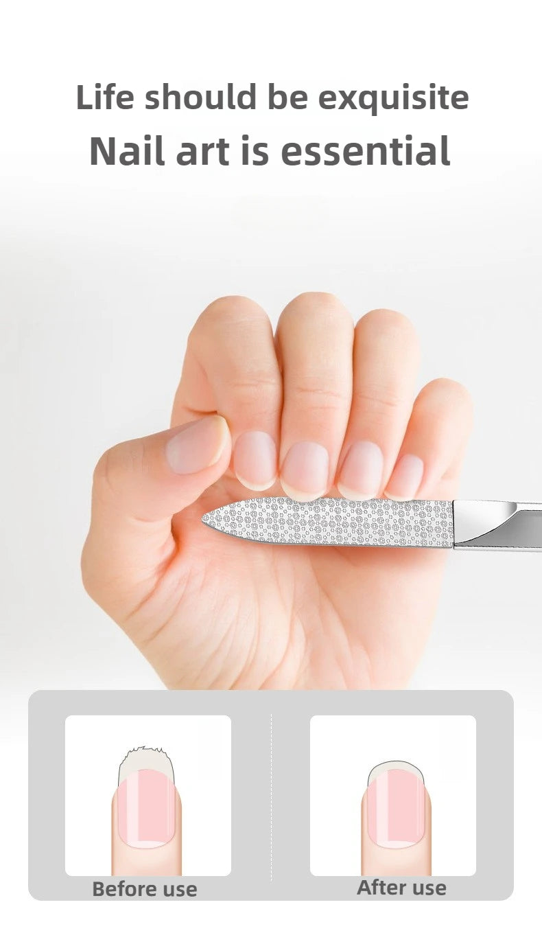 Stainless Steel Double Side Nail File Styling Accessories Polish Remover For Buffer Manicure Tools For Home And Travel