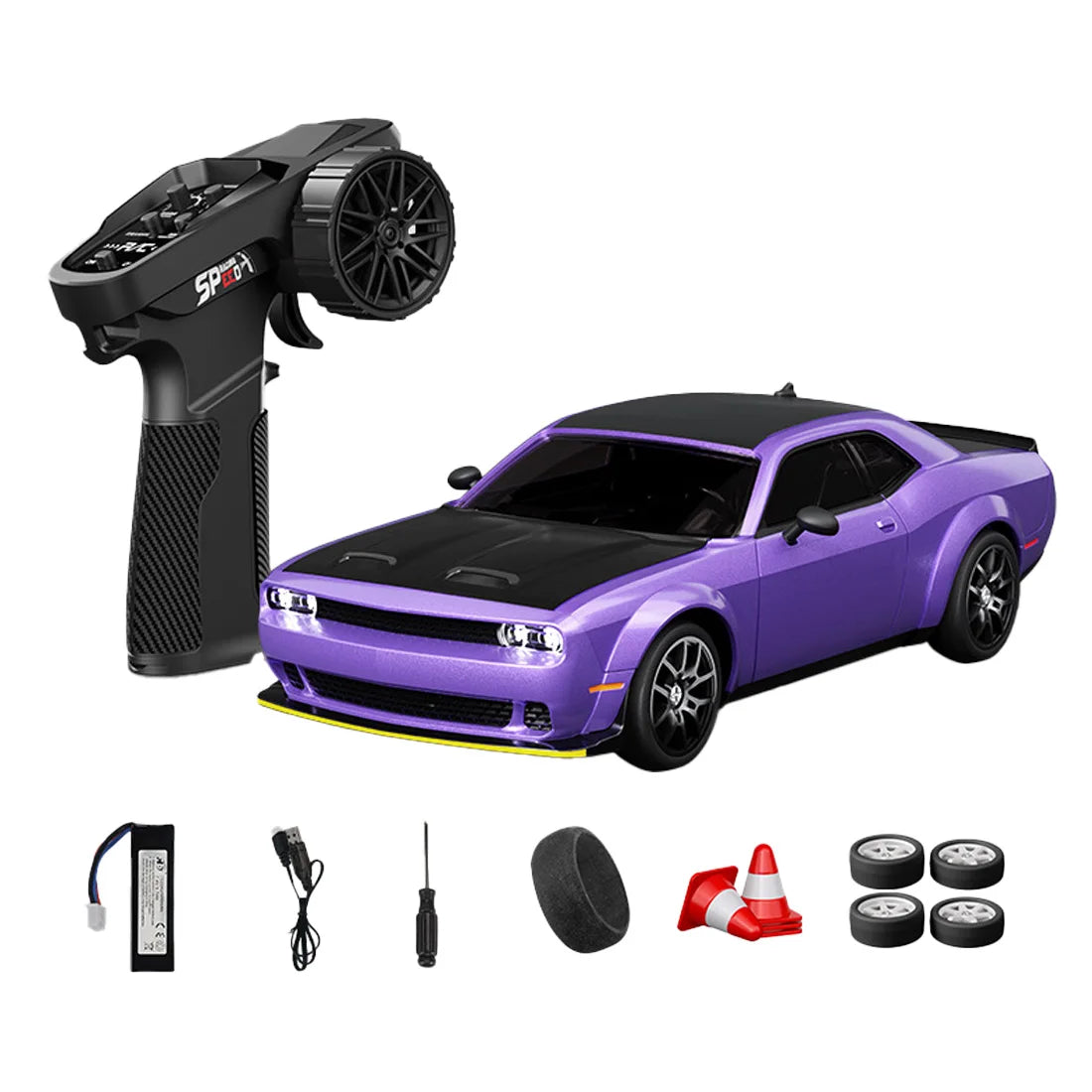 D24 1:24 RC Drift Car 4WD Proportional High Speed Racing Vehicle with ESP Gyro Underglow LED Dual Tires Remote Control Sport Car