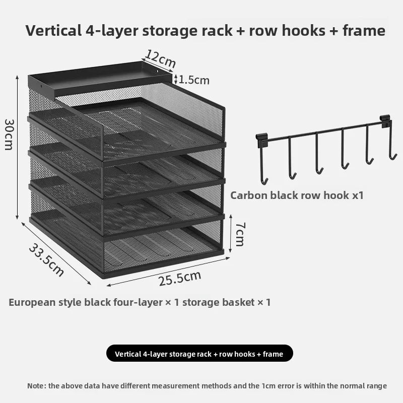 4 Tier Metal Paper Tray Desk Organizer, Stackable File Trays for Office Home, Multi-Functional Document Tray with Grid Design.