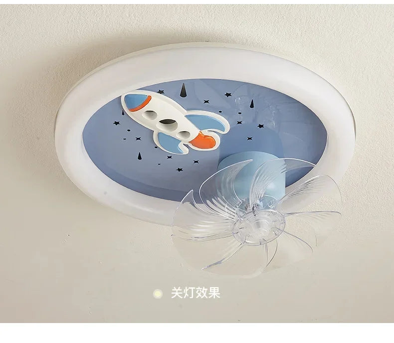 Modern Kids Room Ceiling Fan Light Cartoon Moon Astronaut Ceiling Lamp Boy Girl Bedroom Nursery Study Chandelier Ceiling Lights
