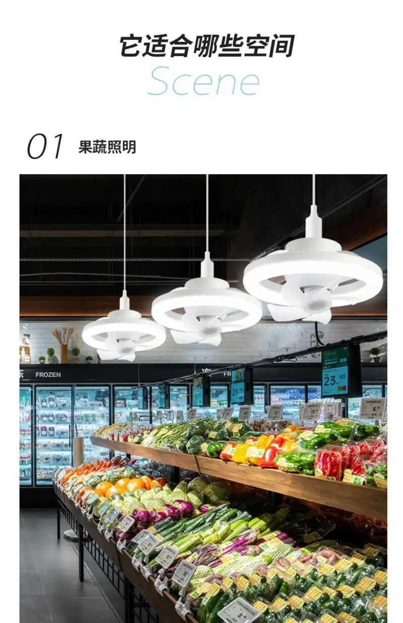 LED Ceiling Fan with E27 Screw and Remote Control, Oscillating Ceiling Fan with Adjustable Speed, Quiet for Bedrooms (124)